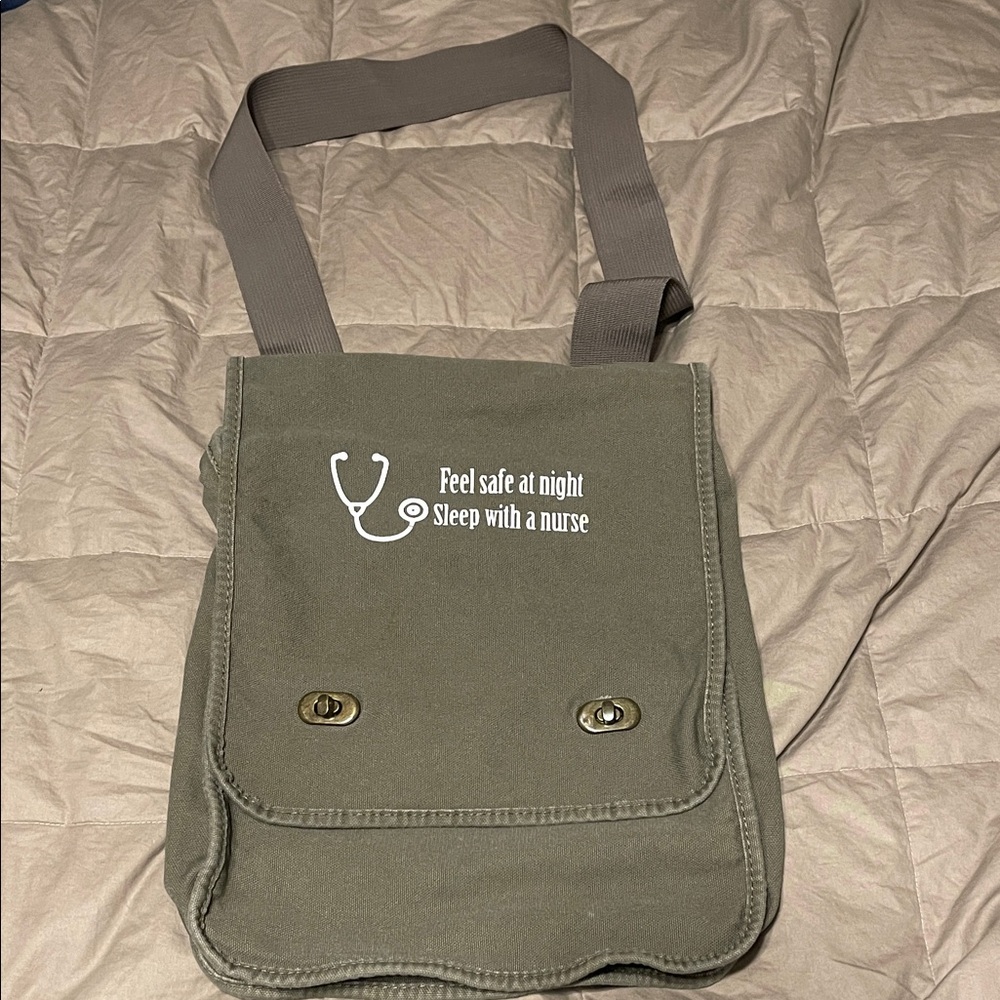 Green Canvas Bag. Nurse work bag . Feel safe at night sleep with a nurse
